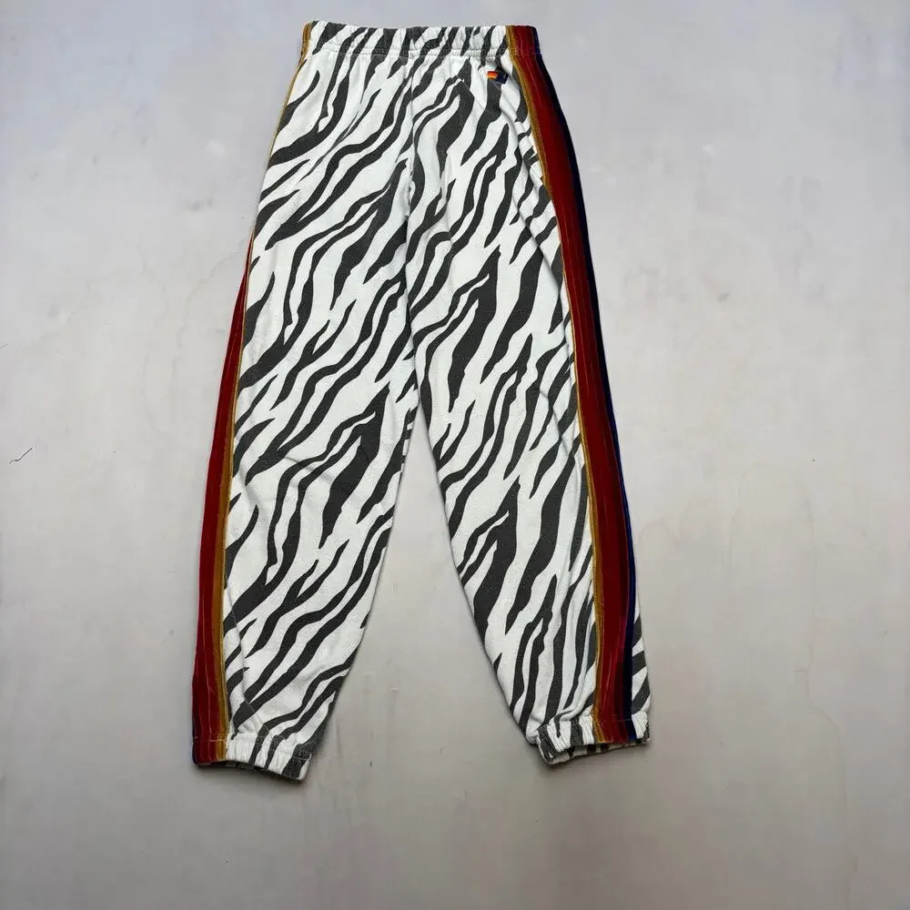 Aviator Nation Classic Zebra Velvet Stripe Hoodie Sweatpants Set Youth 14